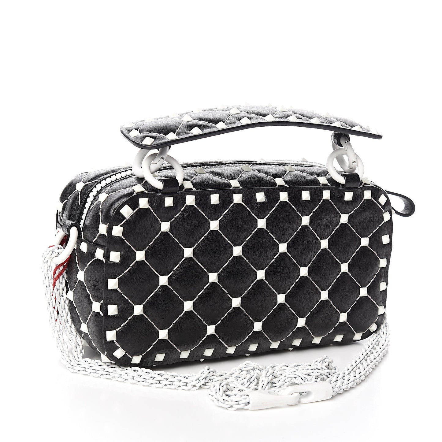 Lambskin Free Rockstud Spike Camera Bag Black