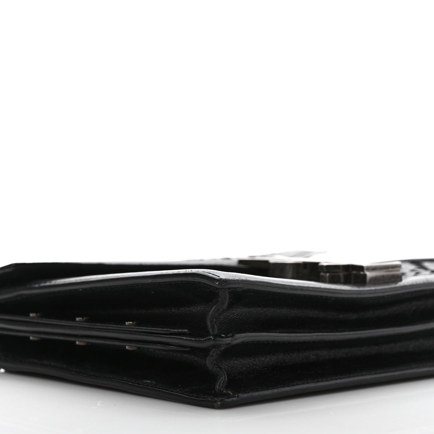 Calfskin Woven Monogram Cassandra Clasp Bag Black