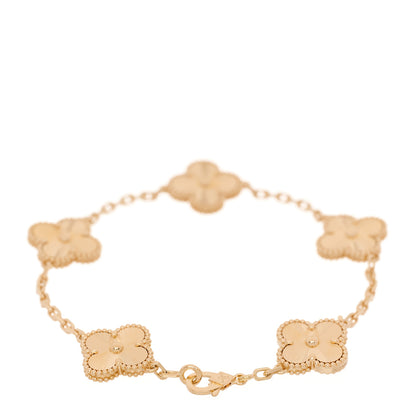 Van Cleef & Arpels 18K Yellow Gold 5 Motifs Guilloche Vintage Alhambra Bracelet 3 of 7