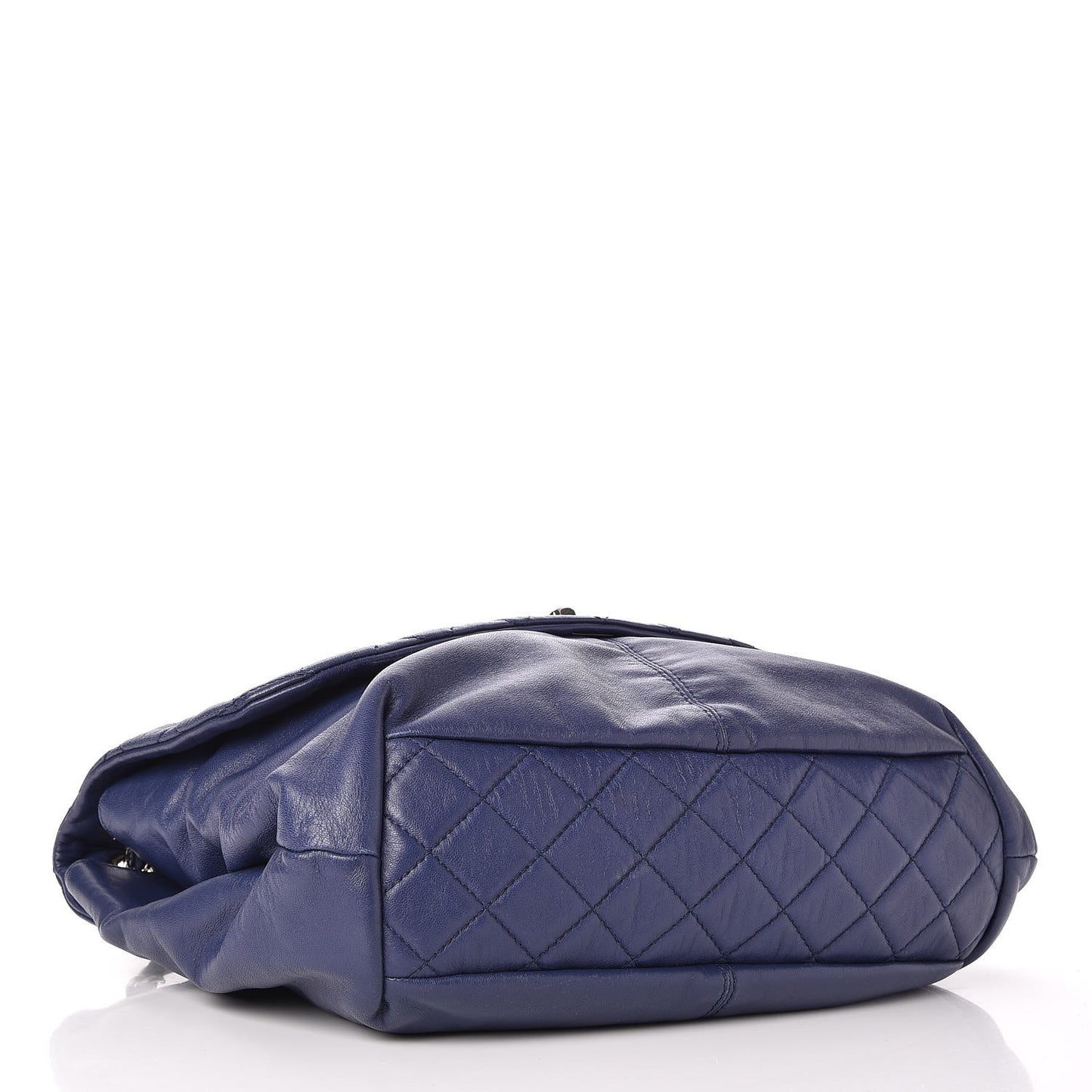 Shiny Lambskin Quilted Large Trianon Messenger Flap Blue