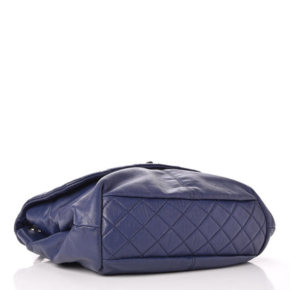 Chanel Shiny Lambskin Quilted Large Trianon Messenger Flap Blue 4 of 8