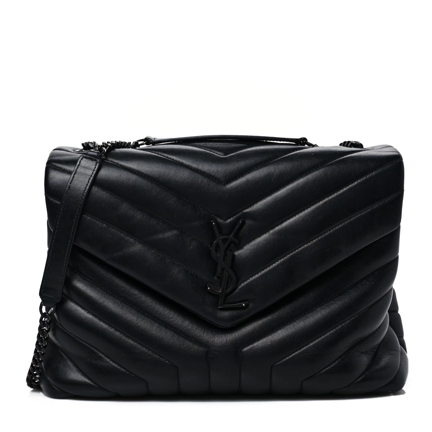 Saint Laurent Calfskin Y Quilted Monogram Monochrome Medium Loulou Chain Satchel Black 1 of 8