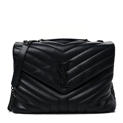 Saint Laurent Calfskin Y Quilted Monogram Monochrome Medium Loulou Chain Satchel Black 1 of 8