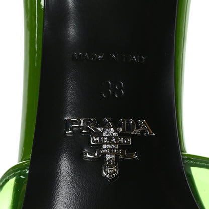 Prada Plexiglass Vernice Metal Triangle Logo 65mm Slide Sandals 38 Mela 7 of 7
