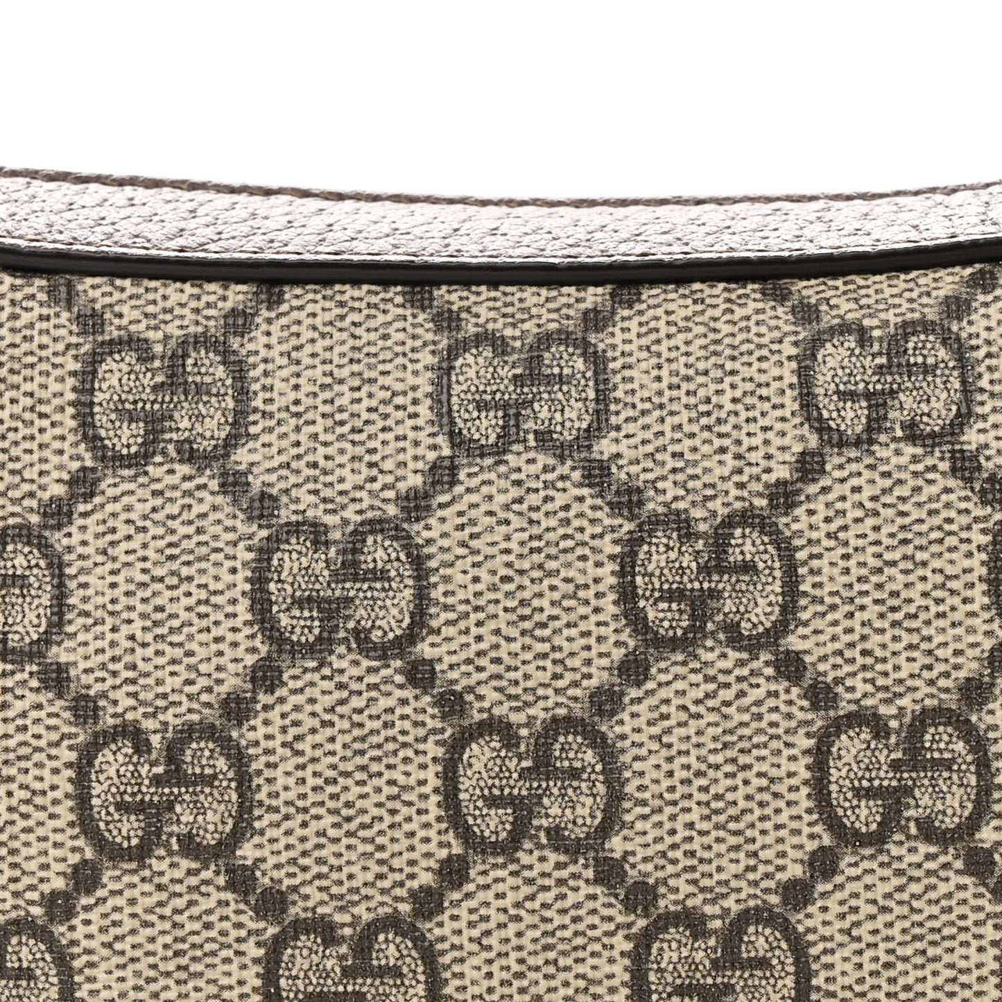 GG Supreme Monogram Textured Calfskin Web Mini Ophidia Half Moon Hobo Beige Ebony New Acero