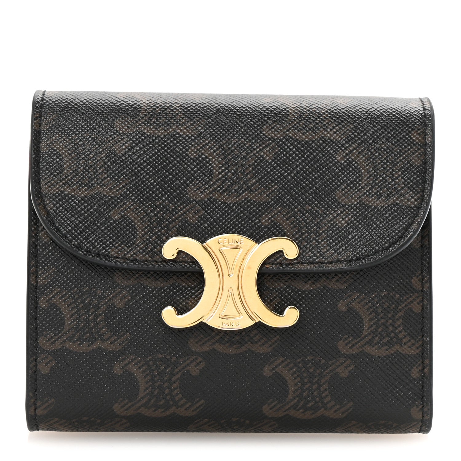 Celine Triomphe Canvas Small Triomphe Wallet Tan 1 of 8