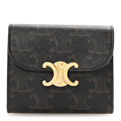 Celine Triomphe Canvas Small Triomphe Wallet Tan 1 of 8