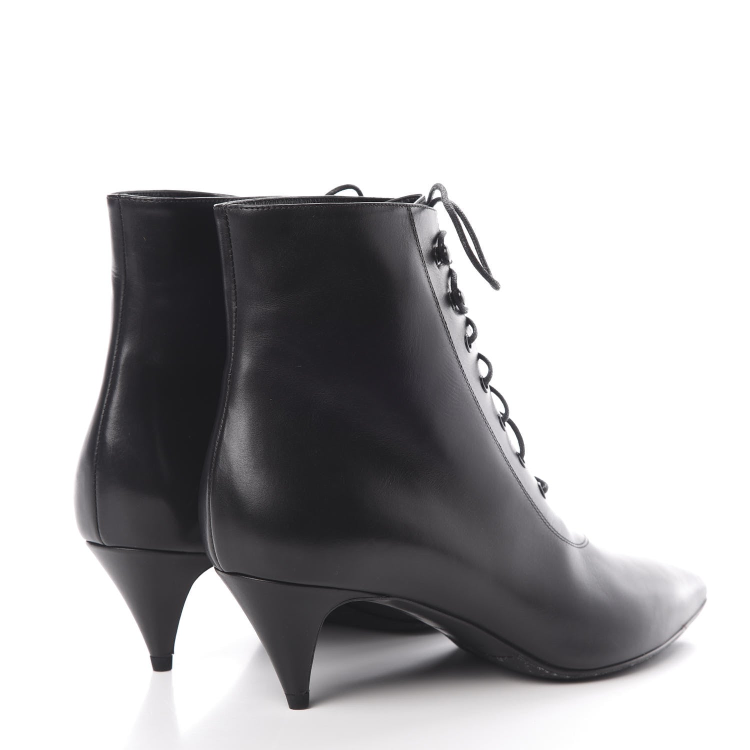 Saint Laurent Calfskin Cat 50 Laced Boots 39 Black 4 of 10