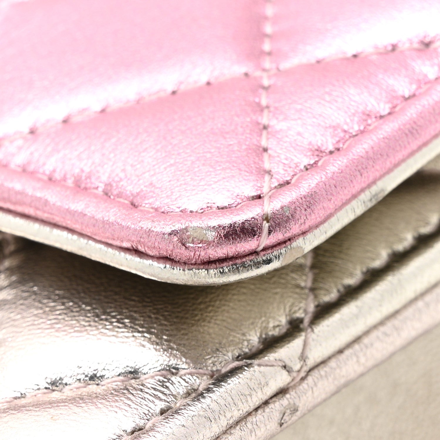 Chanel Gradient Metallic Lambskin Quilted Like A Wallet Wallet On Chain WOC Gold Pink 13 of 14