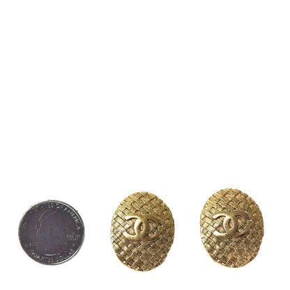 Chanel Oval CC Clip On Earrings Gold 2 of 4