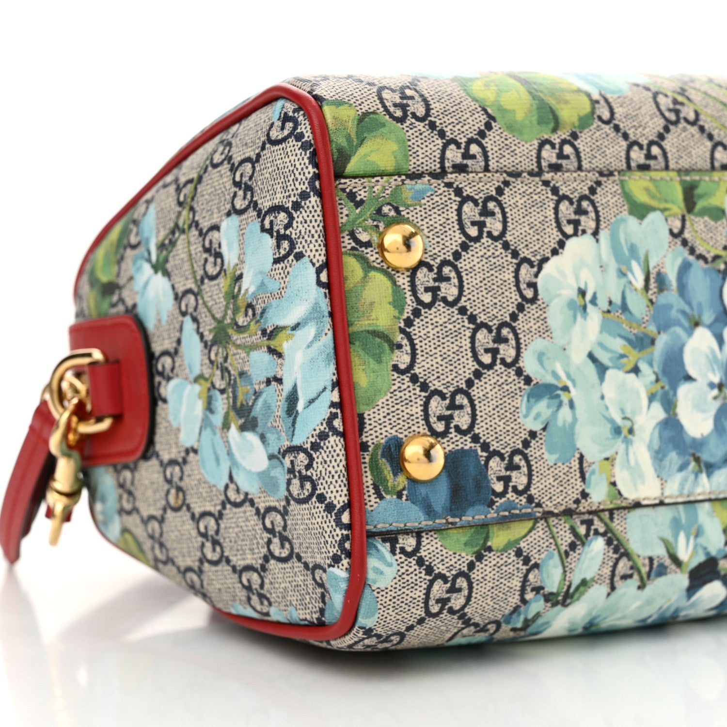 Gucci GG Supreme Monogram Blooms Small Boston Beige Blue Navy Hibiscus Red 9 of 11