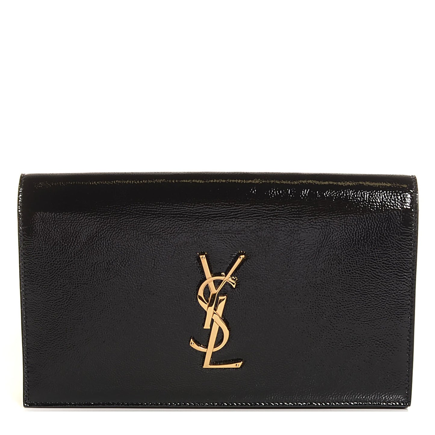 Textured Patent Medium Classic Monogram Clutch Nero Black