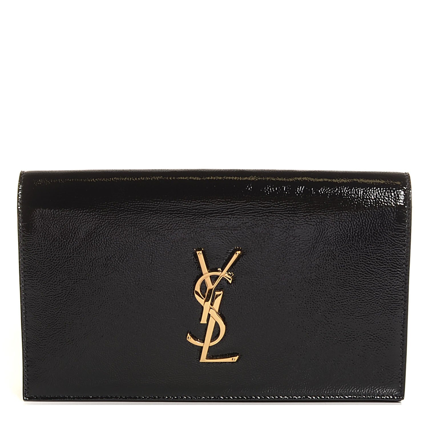 Saint Laurent Textured Patent Medium Classic Monogram Clutch Nero Black 1 of 7