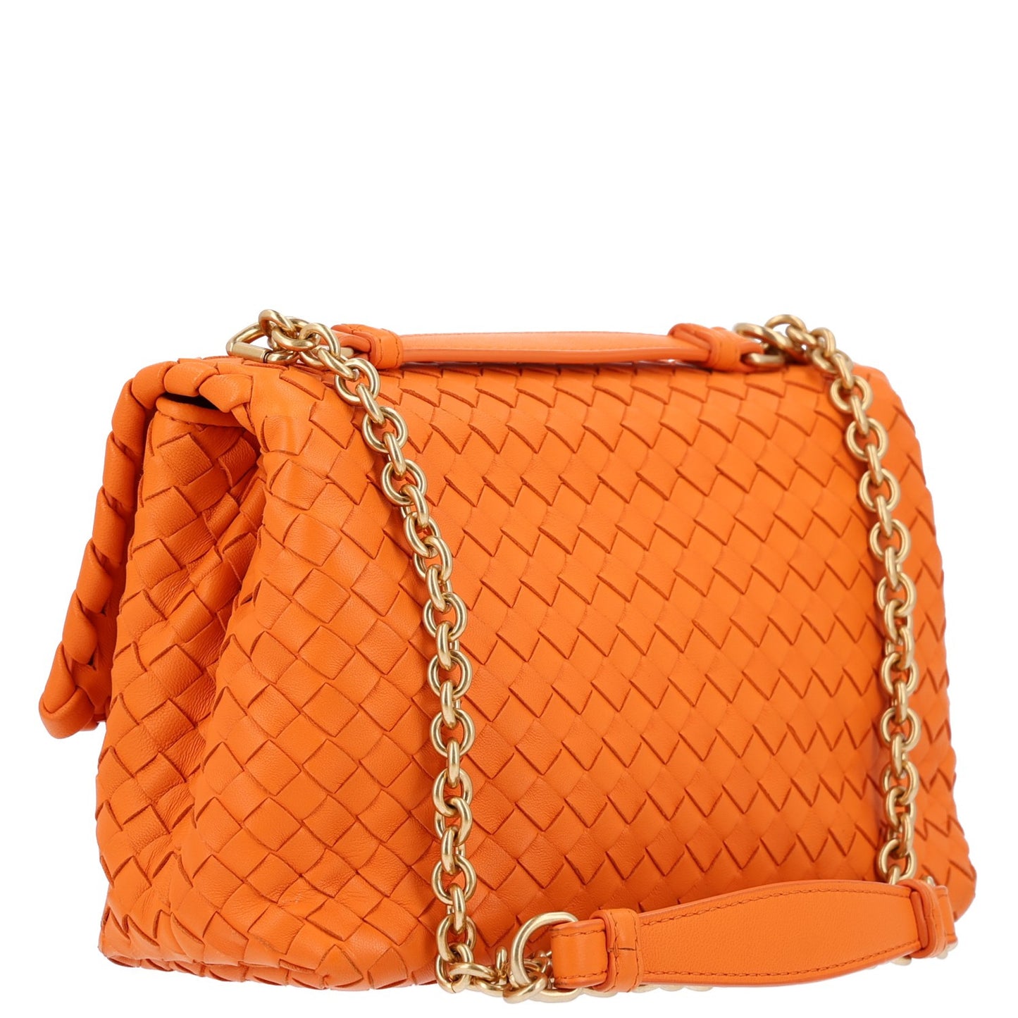 Nappa Intrecciato Baby Olimpia Shoulder Bag Orange