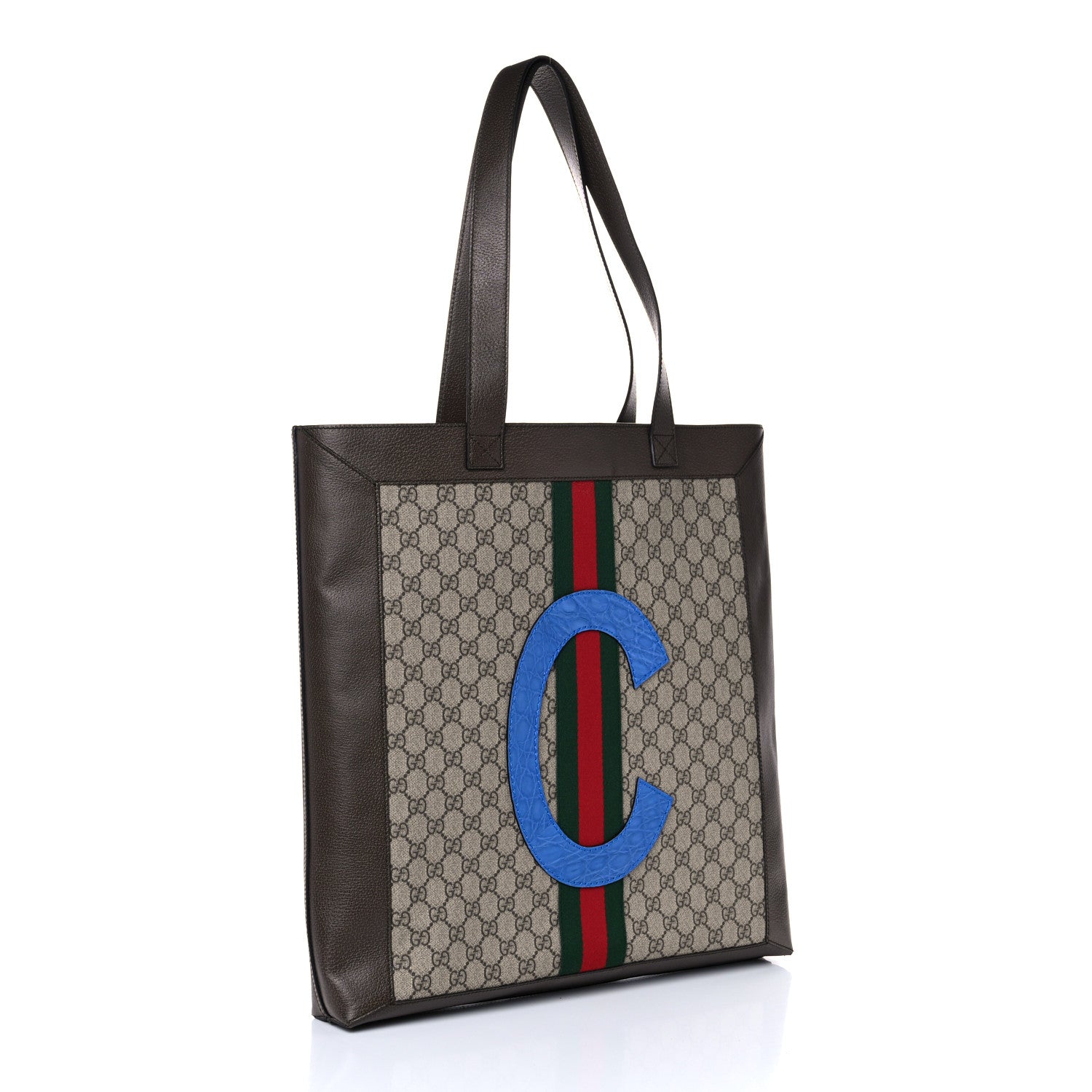 Gucci GG Supreme Monogram Web Large DIY Ophidia Vertical Shopping Tote Brown 3 of 12