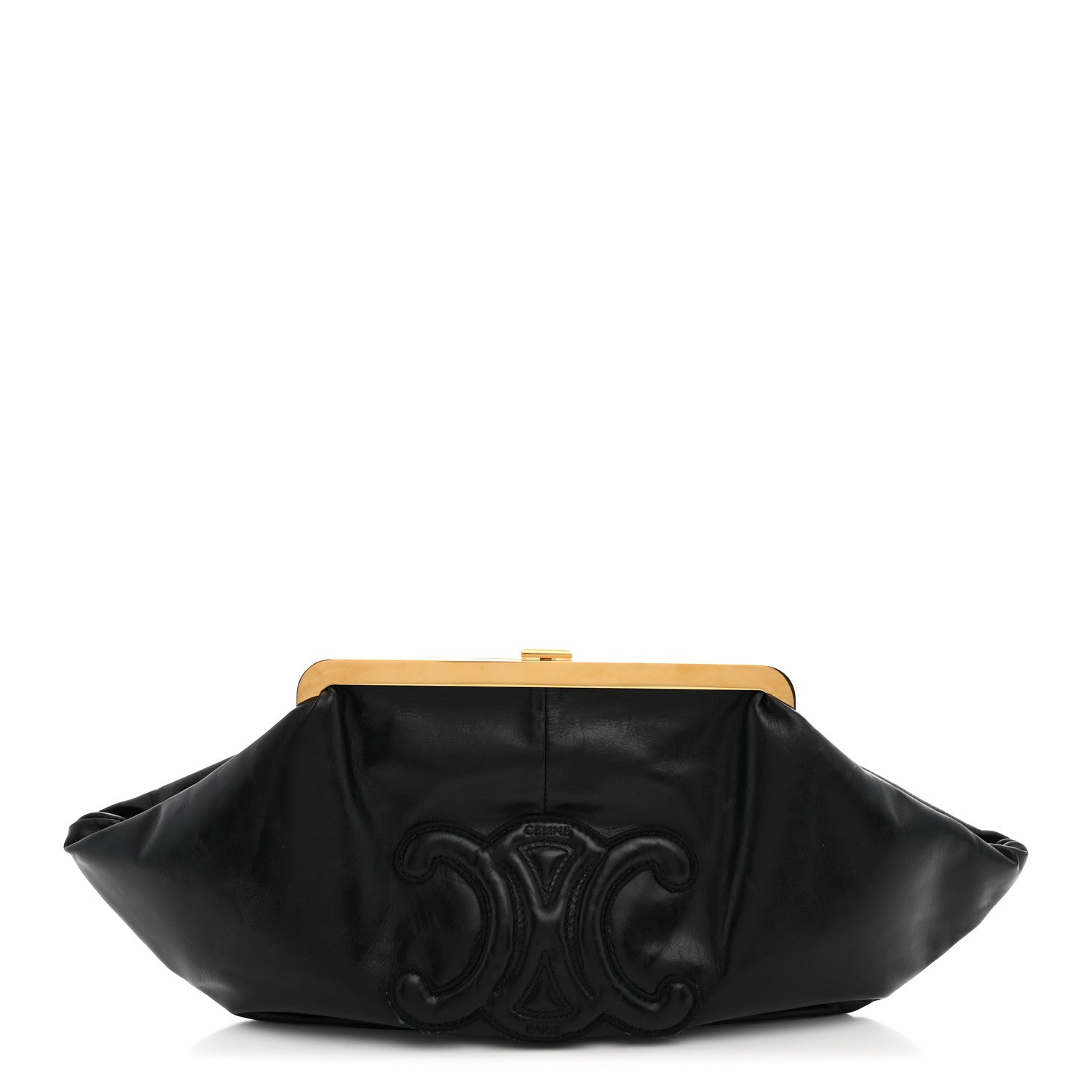 Celine Calfskin Triomphe Clutch Pouch Black 1 of 7