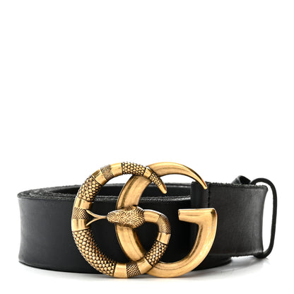 Gucci Faded Calfskin Snake Double G 40mm Belt 90 36 Black 1 of 5