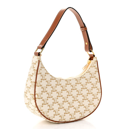 Celine Canvas Calfskin Ava Triomphe Shoulder Bag White 3 of 10