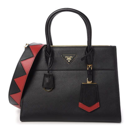 Prada Saffiano City Calfskin Greche Paradigme Bag Black Fuoco 1 of 10