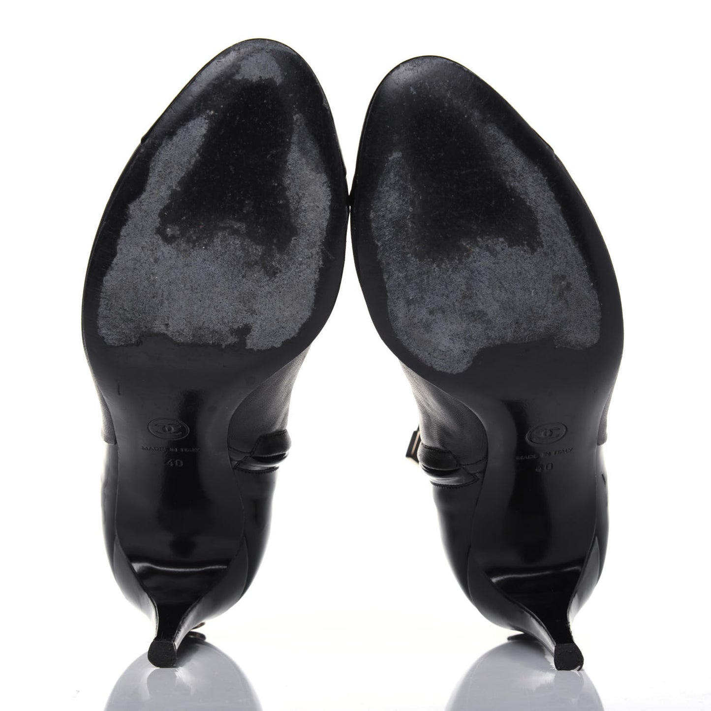 Lambskin Patent Cap Toe Short Ankle Boots 40 Black