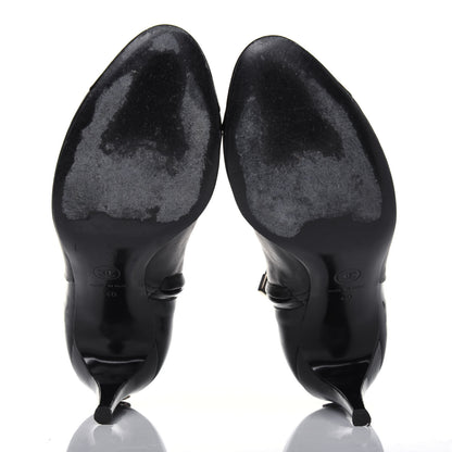 Chanel Lambskin Patent Cap Toe Short Ankle Boots 40 Black 5 of 10
