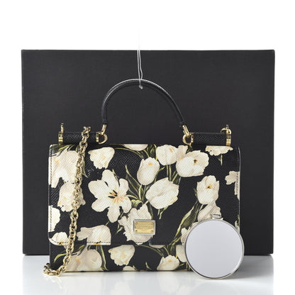 Dolce & Gabbana Dauphine Tulip Print Mini Von Bag Black 18 of 19