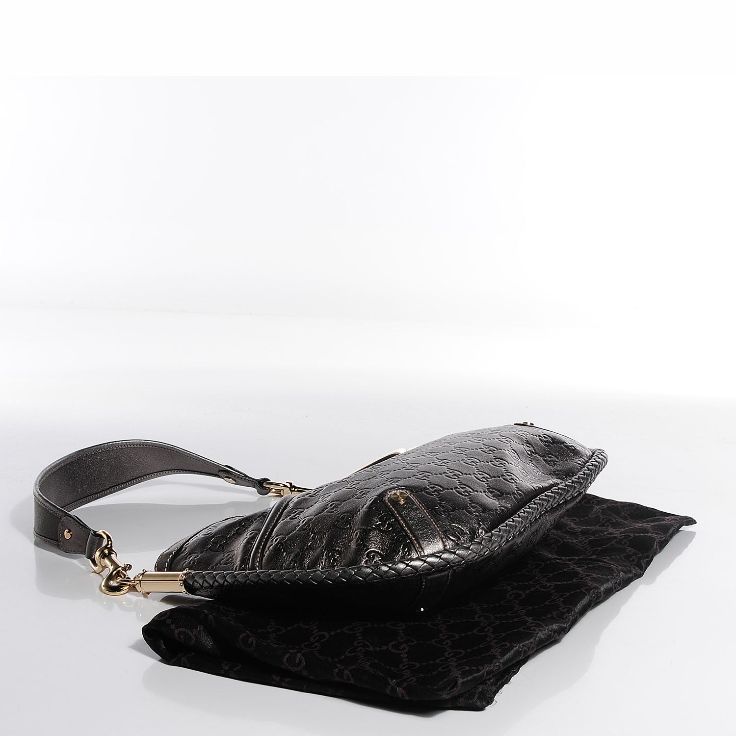 Gucci Guccissima Britt Medium Shoulder Bag Gunmetal 5 of 8