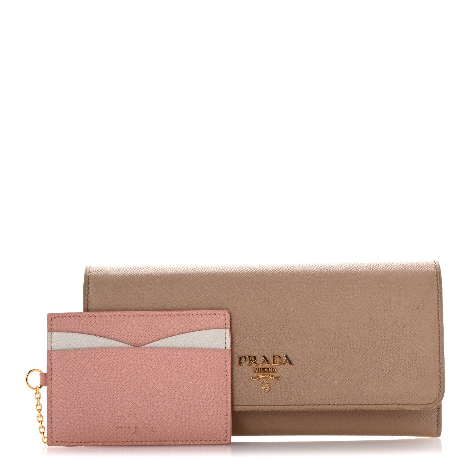 Prada Saffiano Bi-Color Metal Continental Flap Travel Wallet Cammeo Orchidea 3 of 12