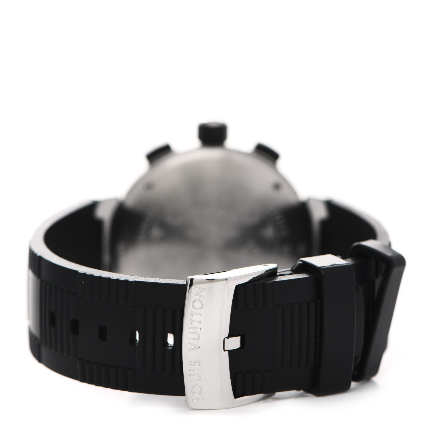 Louis Vuitton Stainless Steel Rubber 41mm Tambour GMT Automatic Watch Black 3 of 5