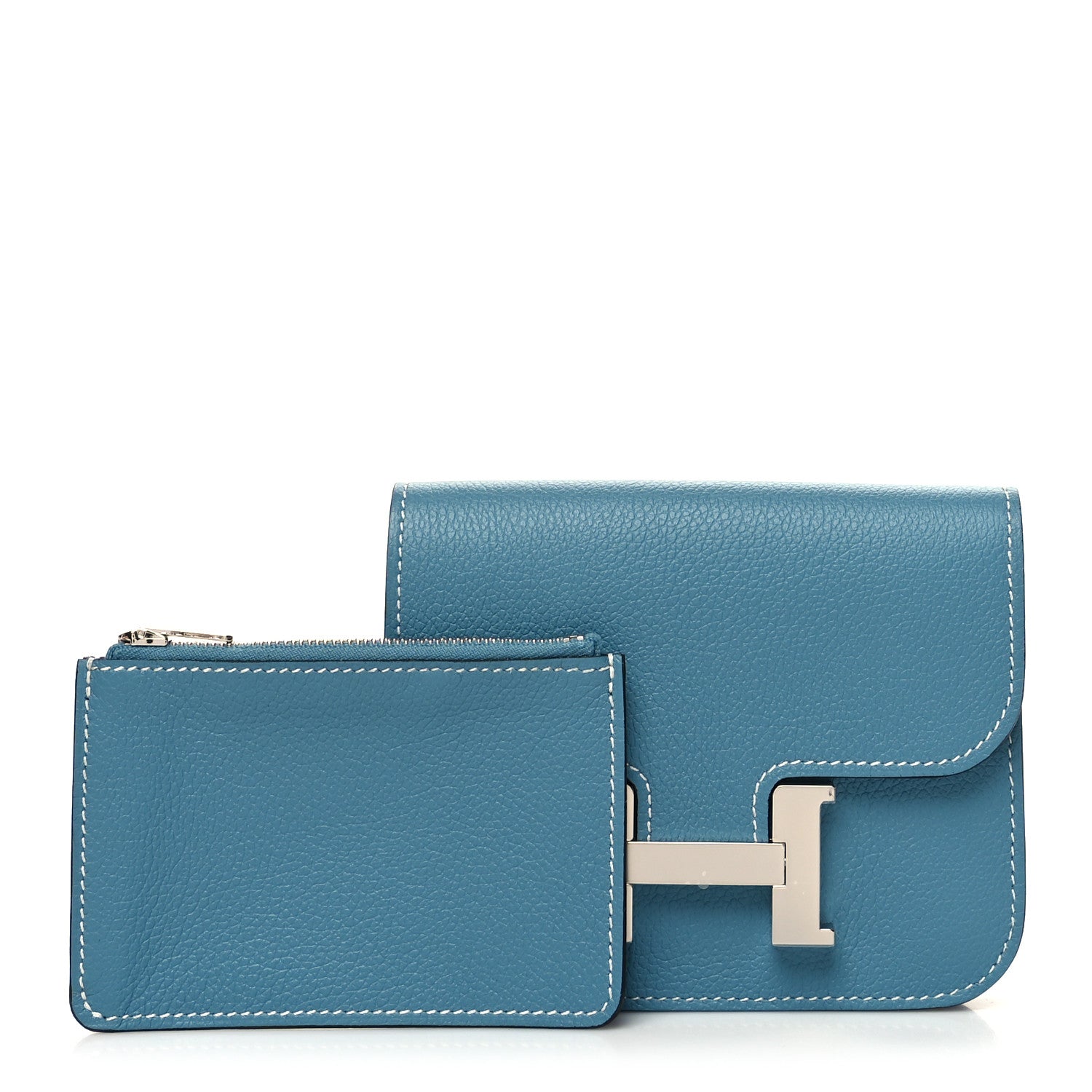 Hermes Evercolor Constance Slim Wallet Blue Jean 1 of 11