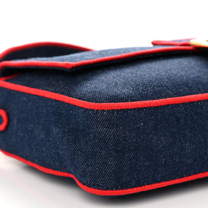 Fendi Denim Large Baguette Blue Rosso 9 of 12