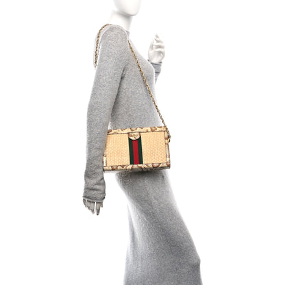 Gucci Raffia Elaphe GG Small Ophidia Chain Shoulder Bag Natural Cream Brown 2 of 10