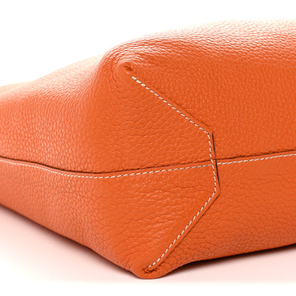 Hermes Taurillon Clemence Double Sens 45 Reversible Tote Orange Gold 15 of 17