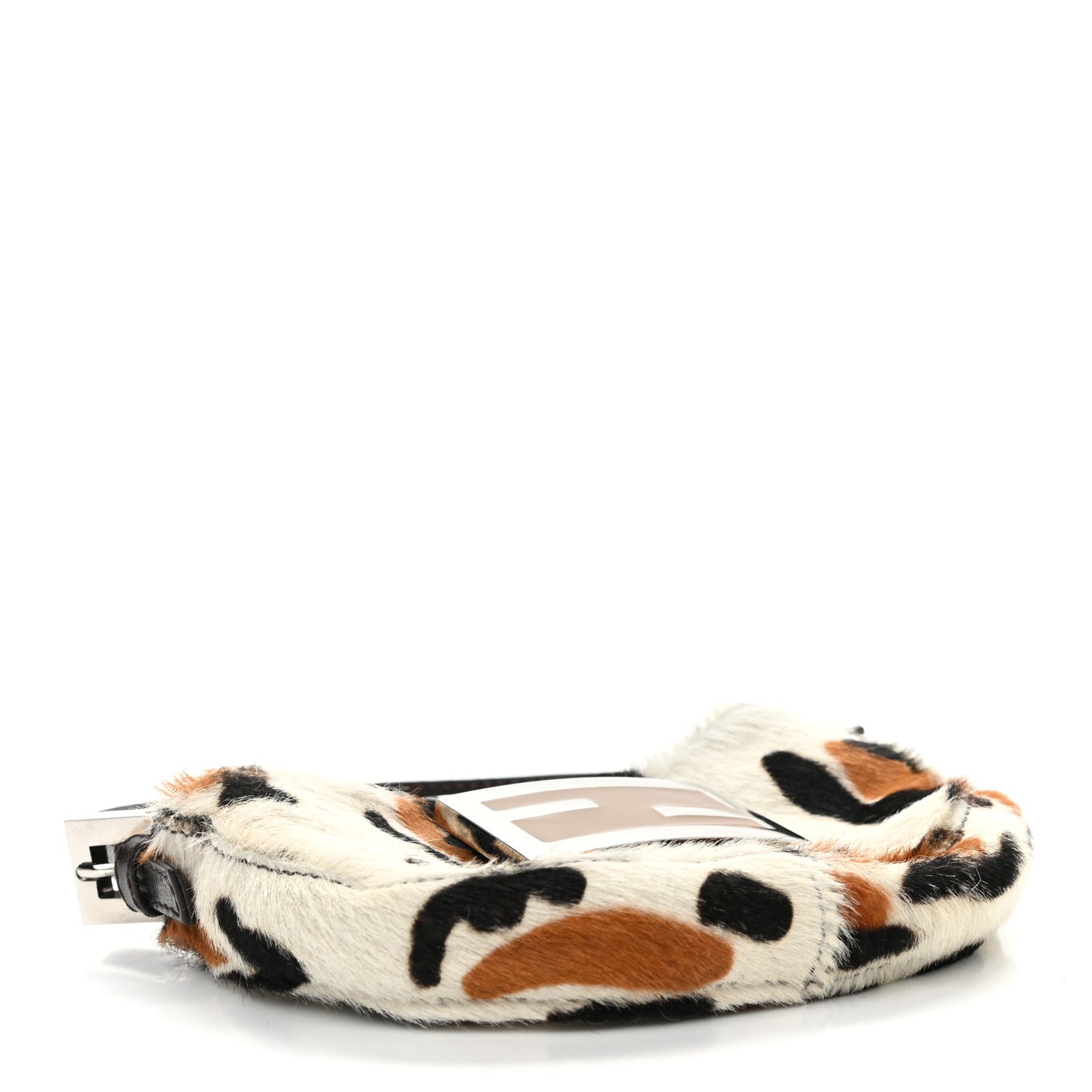 Calf Hair Leopard Print Croissant White Brown