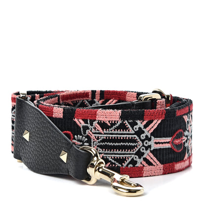 Valentino Garavani Canvas Loveblade Embroidered Rockstud Guitar Strap Multicolor 1 of 4