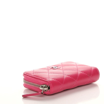 Chanel Lambskin Quilted Zip Around Coin Purse Wallet Fuchsia 4 of 8