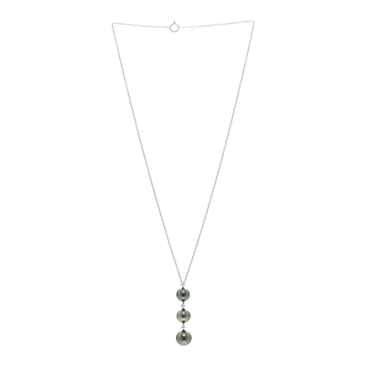 Mikimoto 18K White Gold Diamond Black South Sea Pearl 8-9mm Drop Pendant Necklace 3 of 4