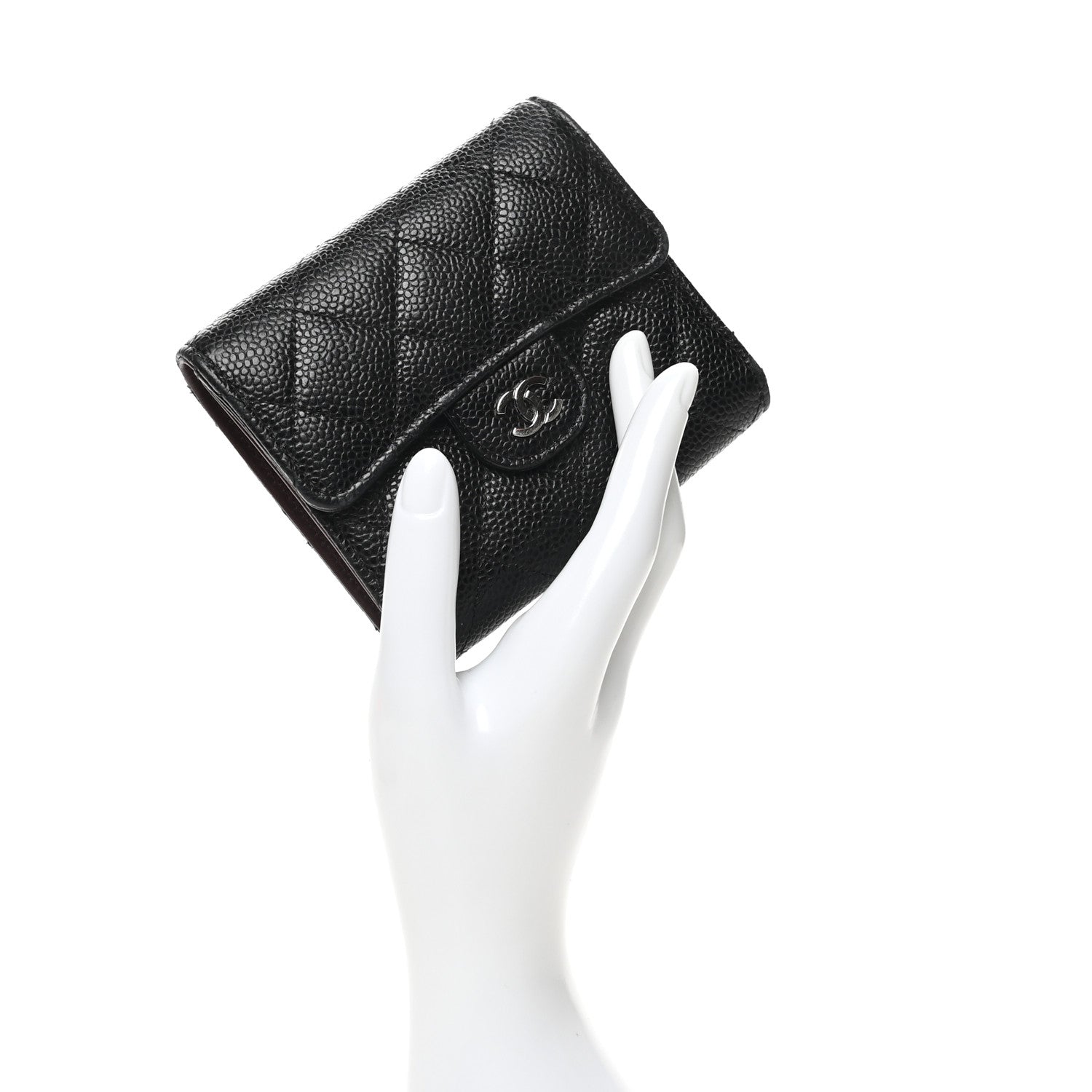 Chanel Caviar Quilted Compact Flap Wallet Black 2 of 9
