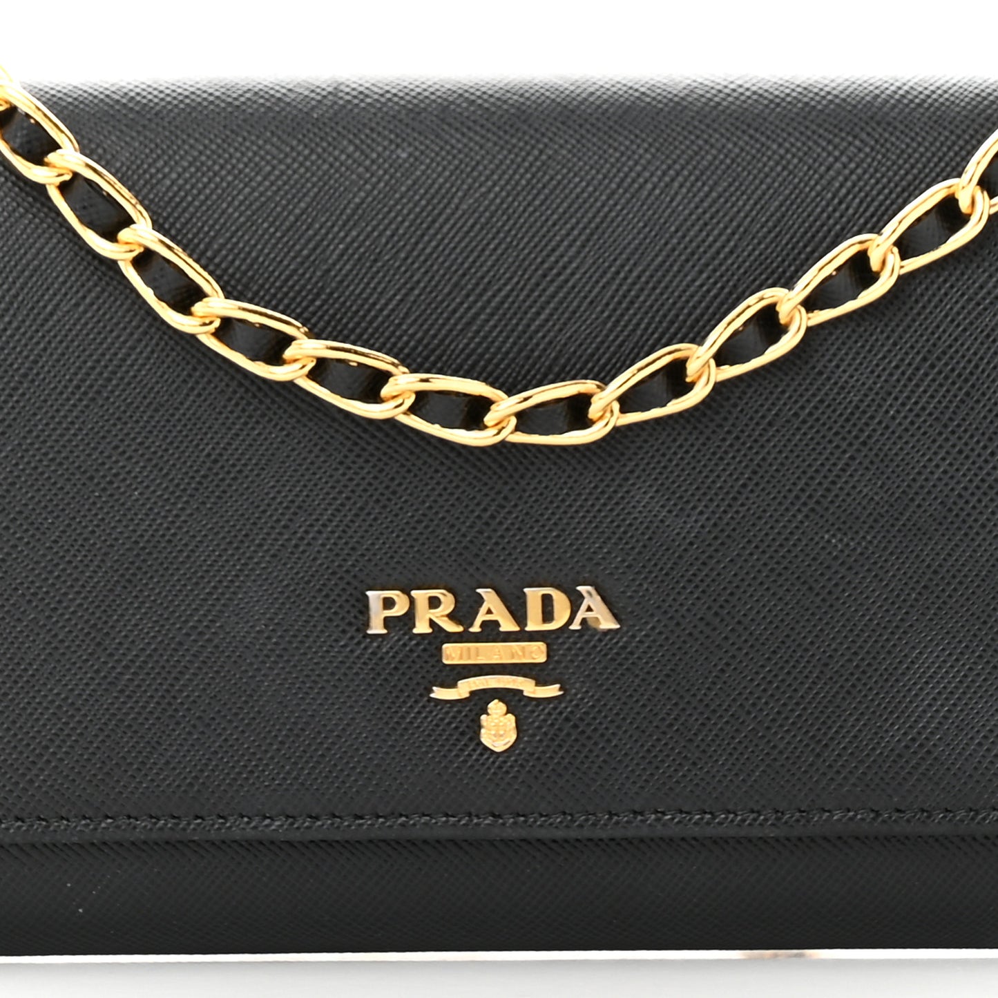 Saffiano Metal Oro Chain Wallet Black
