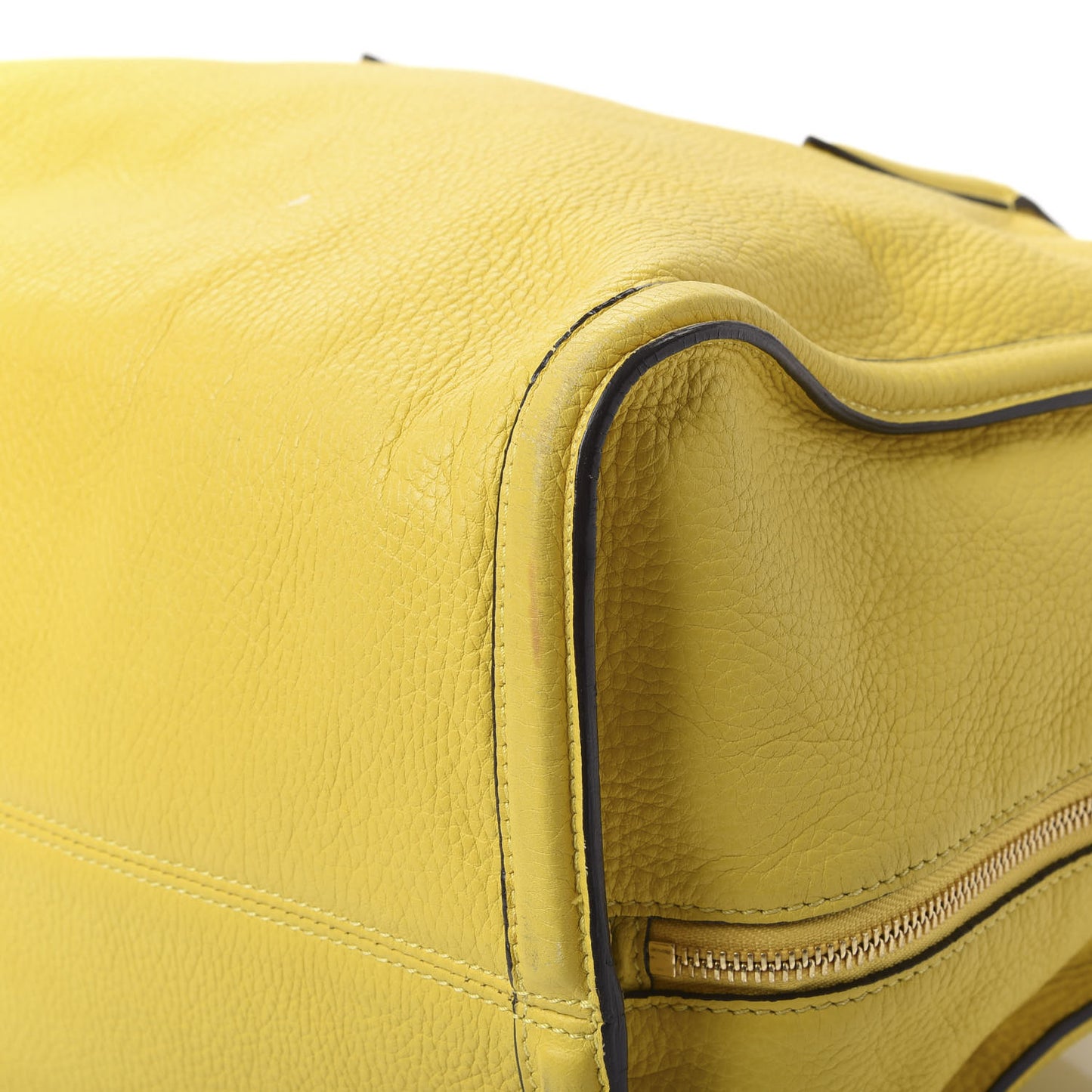 Pebbled Calfskin Large Skull Padlock Zip Around Tote Yellow