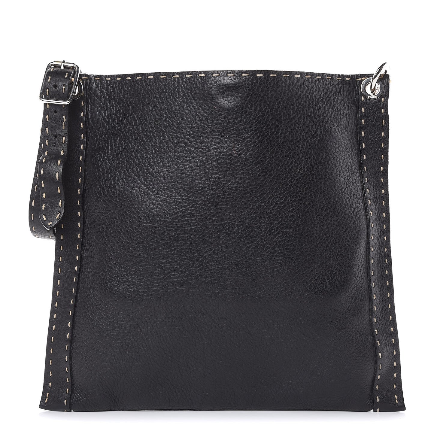 Calfskin Romano Selleria Crossbody Bag Black