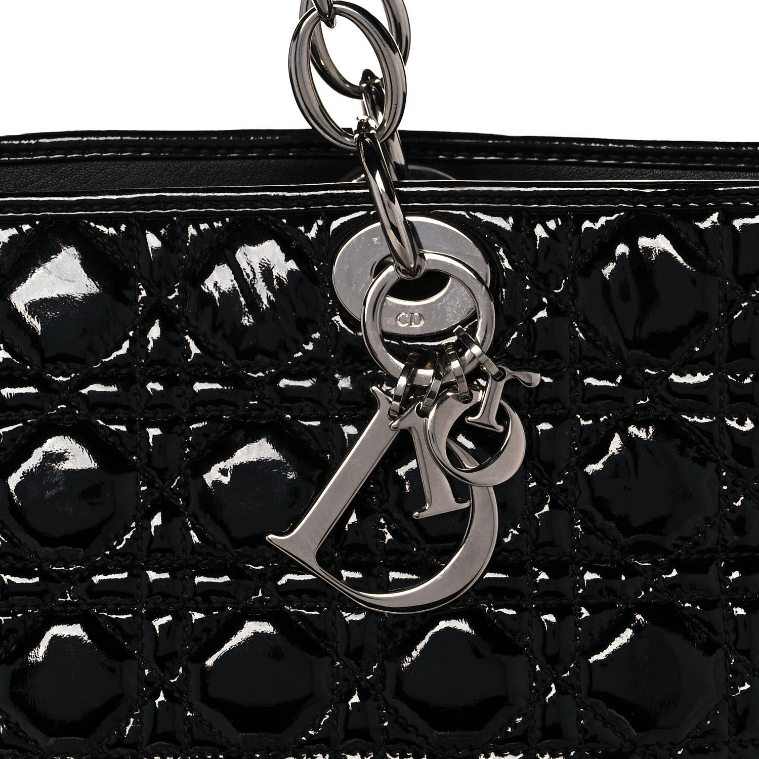 Christian Dior Patent Cannage Dior Soft Shopping Tote Black 9 of 9