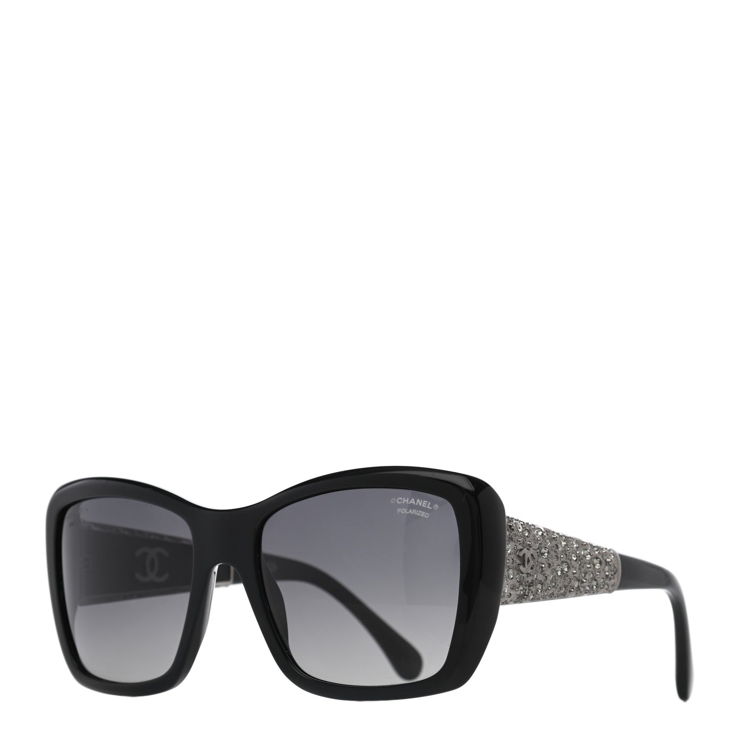 Crystal Polarized CC Square Sunglasses Black