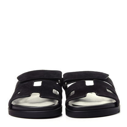 Hermes Suede Goatskin Womens Chypre Sandals 36 Black 2 of 11