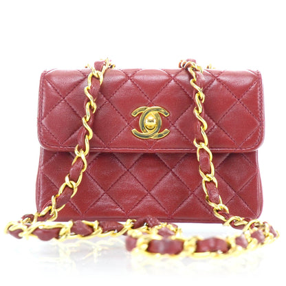 Chanel Lambskin Quilted Micro Mini Flap Red GHW 1 of 14