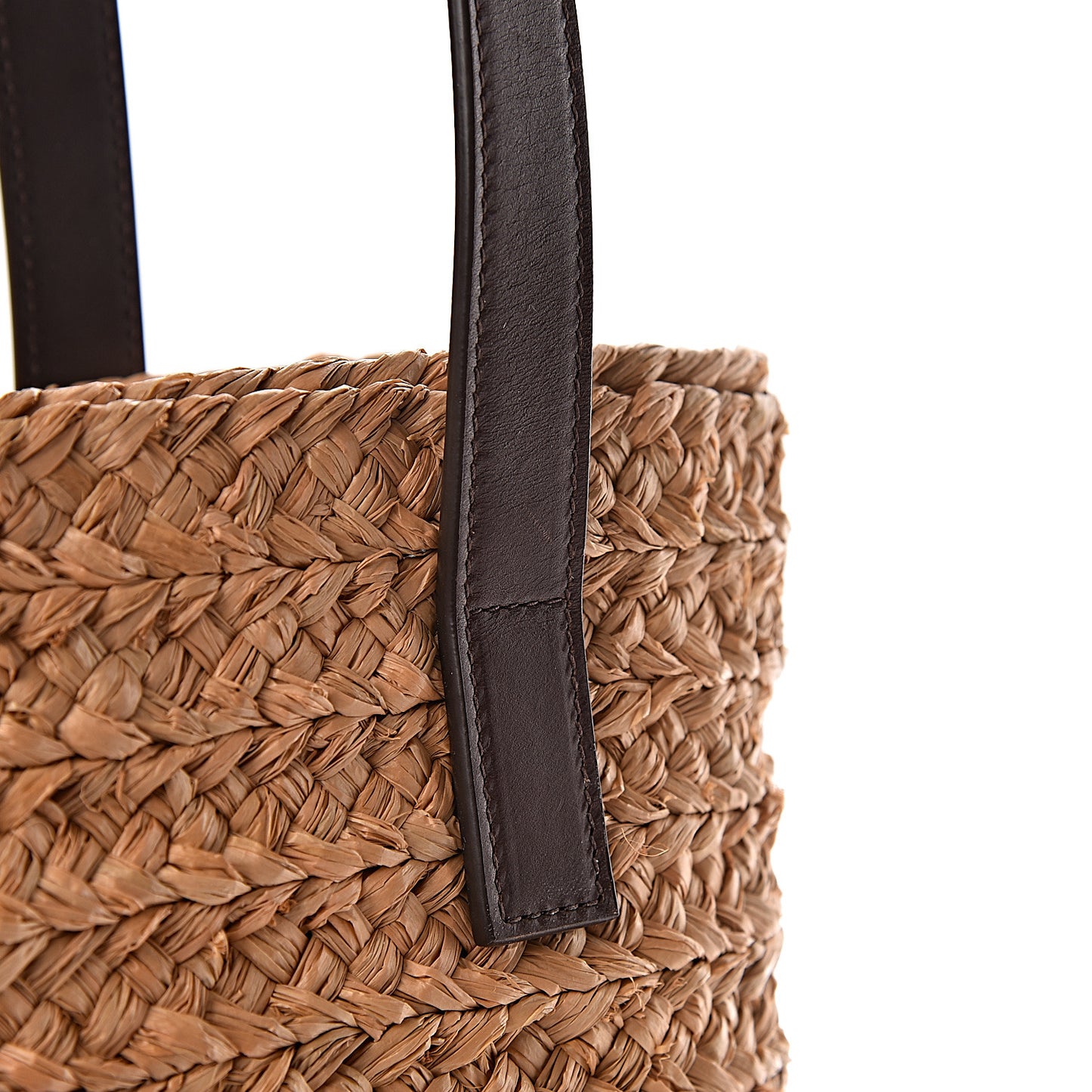 Raffia Calfskin Small Panier Tote Naturale Nut