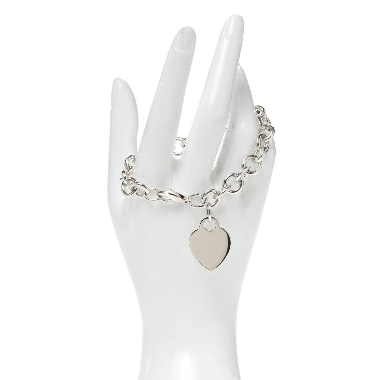 Sterling Silver Heart Tag Charm Bracelet