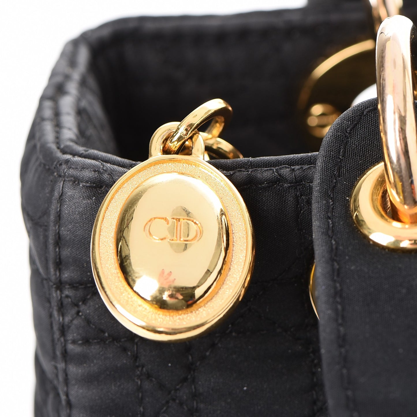 Nylon Cannage Medium Lady Dior Black