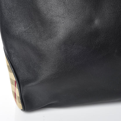 Burberry Calfskin Haymarket Check Toggle Shoulder Bag Black 9 of 14