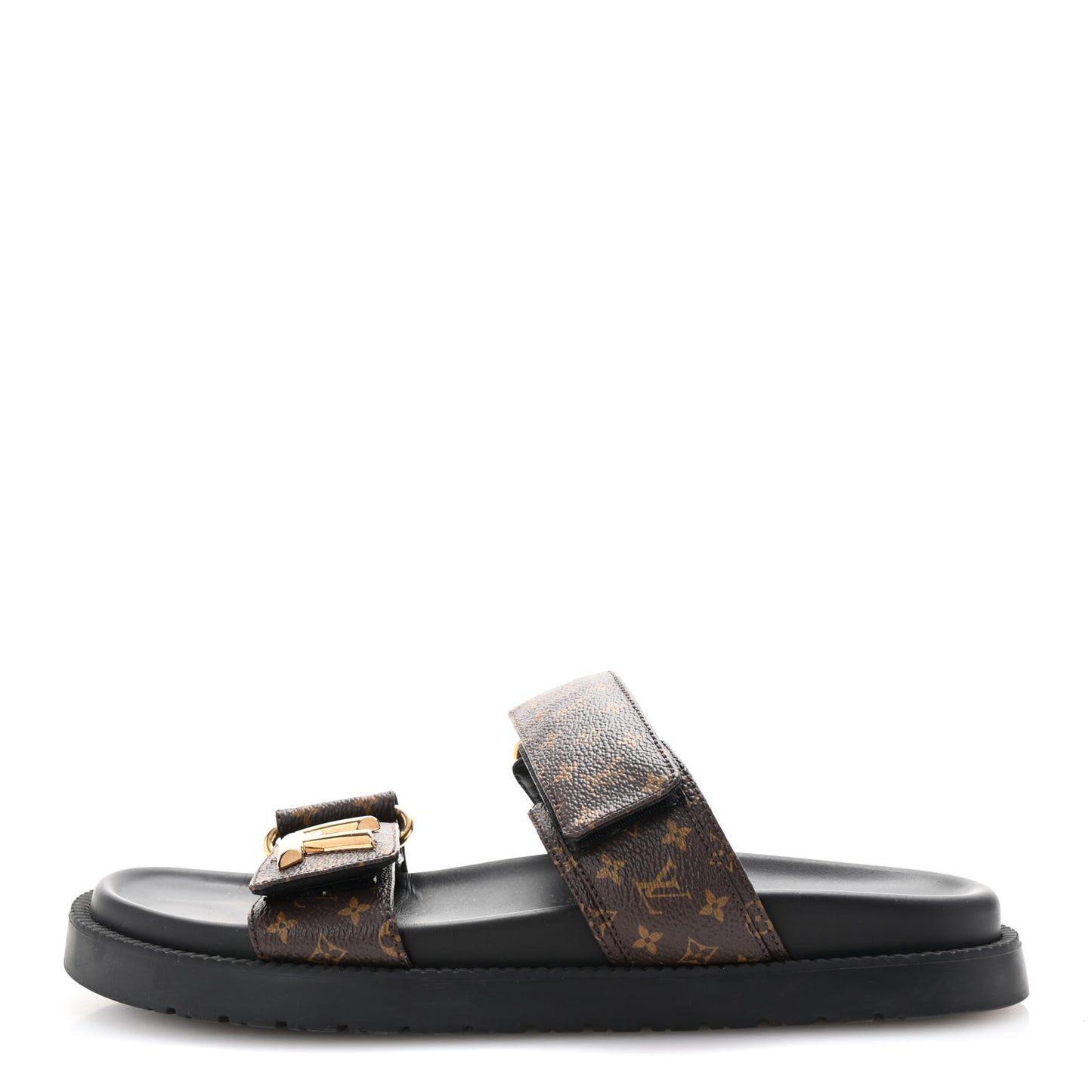 Monogram LV Sunset Comfort Flat Sandals 38.5 Cacao Brown